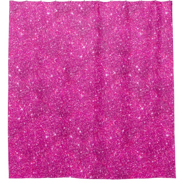 Heißes Rosa-Imitat-Glitzer-Schein-Muster Girly Duschvorhang (Vorderseite)