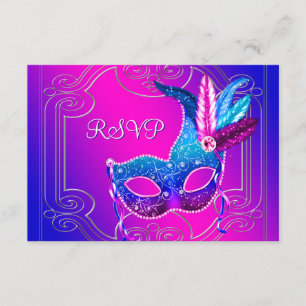Heißes Rosa-lila Maskerade-Party UAWG RSVP Karte