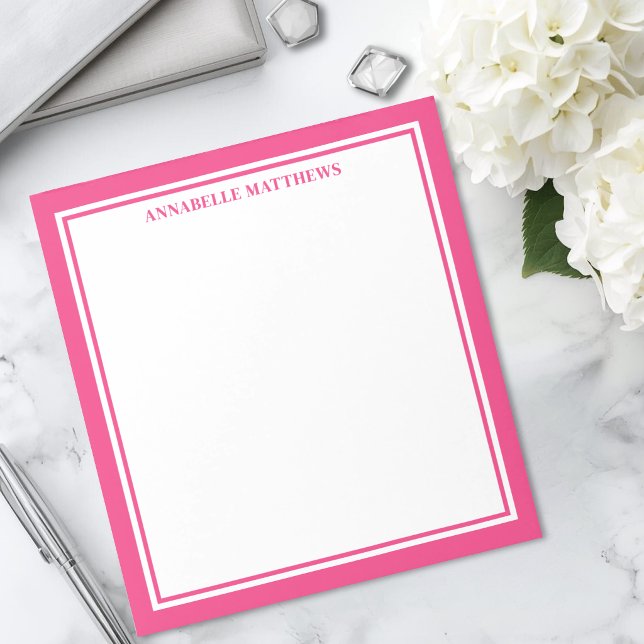Heißes Rosa Minimalistisches Monogramm Notizblock (Hot Pink Minimalist Monogram Notepad)