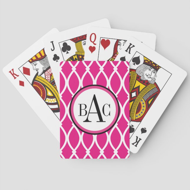 Heißes Rosa-mit Monogramm Barcelona-Druck Spielkarten (Rückseite)