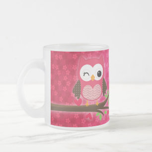 Heißes Rosa-niedliche Eulen-Girly personalisierte Mattglastasse