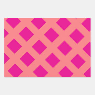 Heißes Rosa Orange Schachbrett Muster Boho Bunt  Geschenkpapier Set