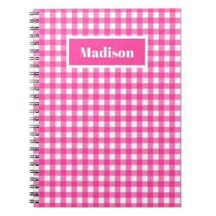 Heißes Rosa Preppy-Gingham-Muster Notizblock