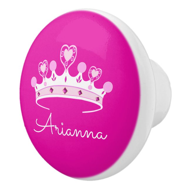 Heißes Rosa-Prinzessin Crown Custom Personalized Keramikknauf (Rechts)