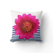 Heißes Rosa-schöne Blumen-Marine-blaue Streifen