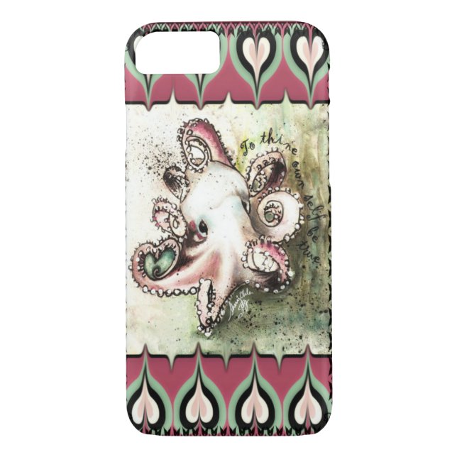 Heißes Rosa-u. Aqua-Kraken-Liebe-"Efeu" iPhone 7 Case-Mate iPhone Hülle (Rückseite)