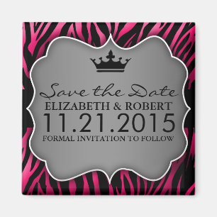 Heißes Rosa u. schwarzer Untamed Zebra-Druck Save Magnet