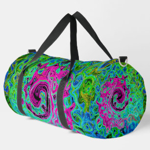 Heißes Rosa und Blau Groovy Abstract Retro Swirl Duffle Bag
