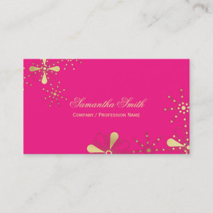 Heißes Rosa und Goldblumeninder inspirierter Visitenkarte