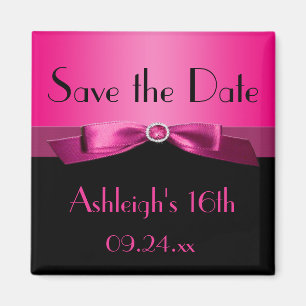 Heißes Rosa-und Schwarz-Save the Date Magnet