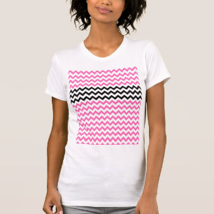 Heißes Rosa und schwarzes Zickzack durch Shirley T-Shirt