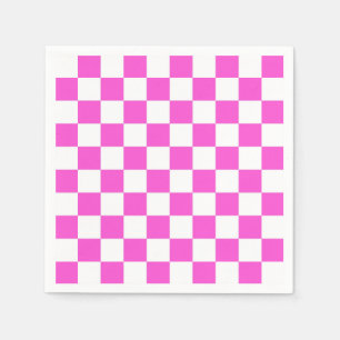 Heißes Rosa-und Weiß-Schachbrett-Muster Serviette