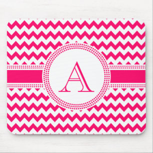 Heißes Rosa-und weißesZickzack Zickzack-Muster Mousepad