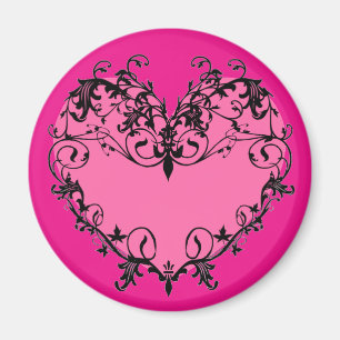 Heißes Rosa-verziertes Herz - Magnet