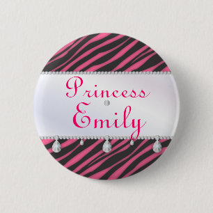 Heißes Rosazebra-Streifen Prinzessin-Party mit Button