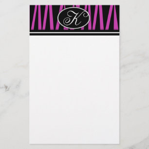 Heißes RosaZebra Stripes mit Monogramm Briefpapie Briefpapier