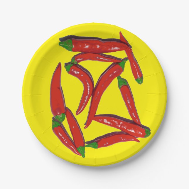 Heißes rotes Chili-Paprikaschoten-Muster Pappteller (Vorderseite)