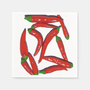 Heißes rotes Chili-Paprikaschoten-Muster Serviette