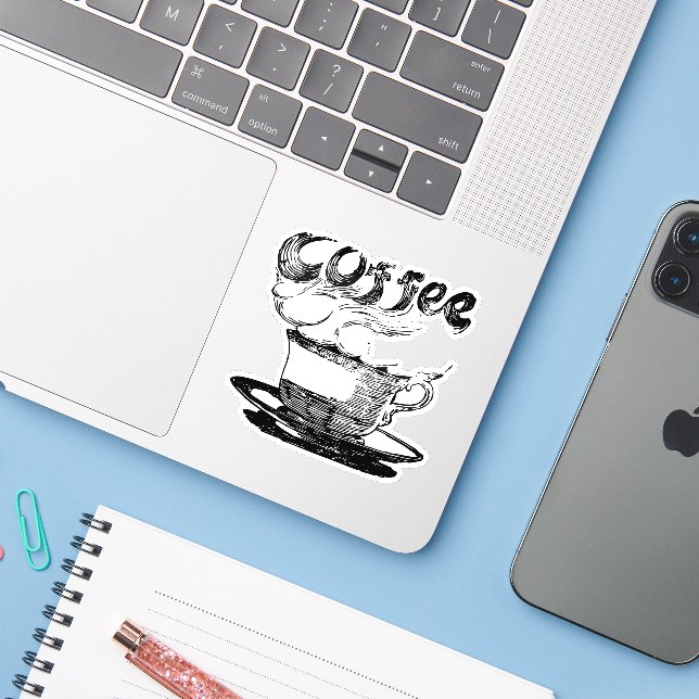 Heißkaffeemaschine Aufkleber (Laptop mit iPhone)