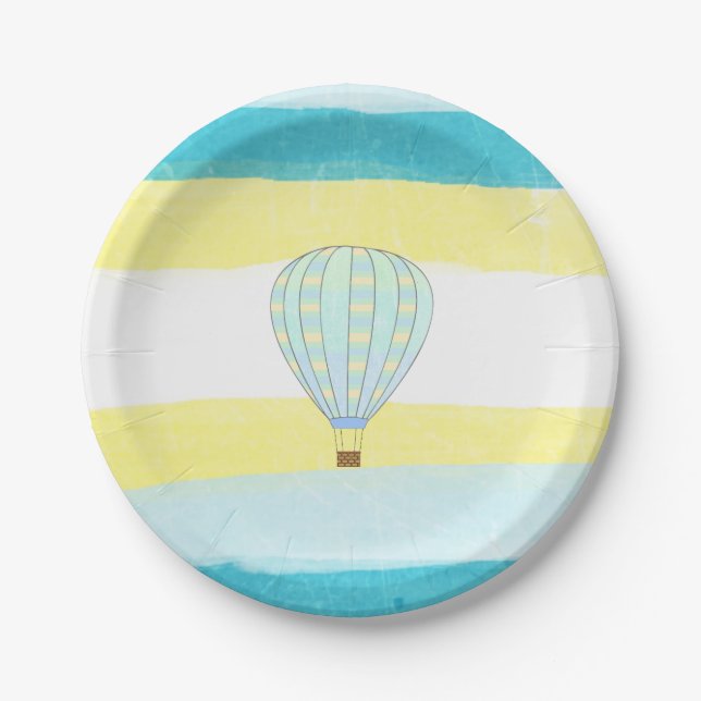 Heißluft-Ballon-Babyparty-Kuchen-Platte Pappteller (Vorderseite)