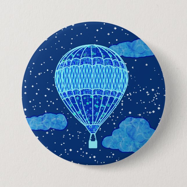 Heißluft-Ballon gegen einen nächtlichen Himmel im Button (Vorderseite)