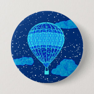 Heißluft-Ballon gegen einen nächtlichen Himmel im Button