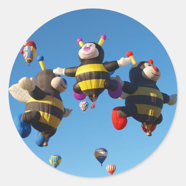 Heißluft-Ballon - im Ballon aufsteigend Runder Aufkleber (Vorderseite)