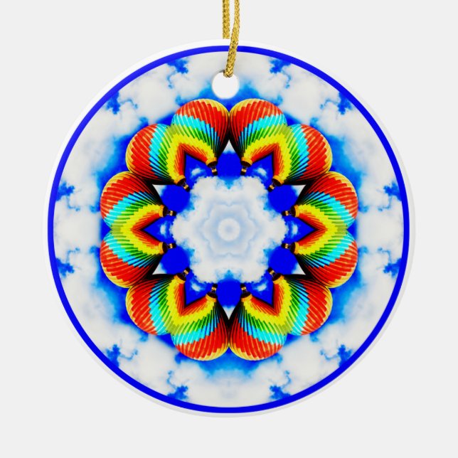 Heißluft-Ballon-Kaleidoskop-Verzierung Keramik Ornament (Vorne)