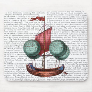 Heißluft-Ballon-Luftschiff mit rotem Segel Mousepad