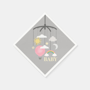 Heißluft-Ballon-moderne rosa Babyparty-Servietten Serviette