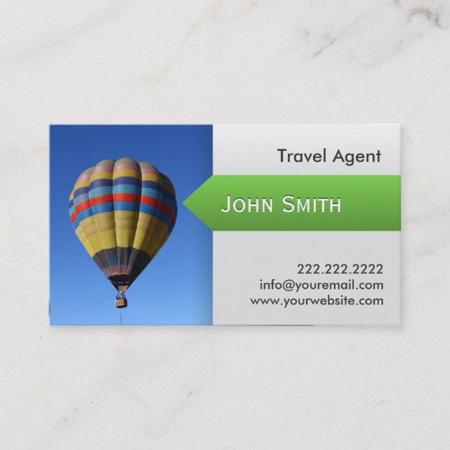 Heißluft-Ballon-Reise-Agent-Geschäfts-Karte Visitenkarte (Vorderseite)