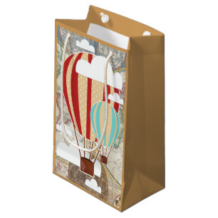 Heißluft-Ballon-u. Weltkarten-Vintager Reisender Kleine Geschenktüte