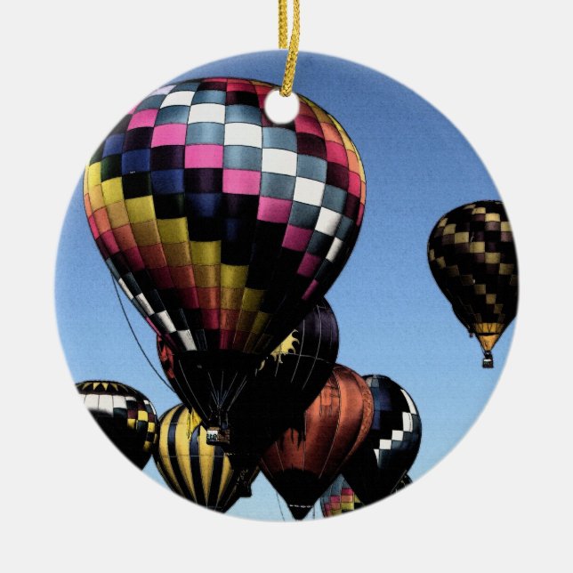 Heißluft-Ballon-Weihnachtsverzierung Keramikornament (Vorne)