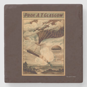 Heißluft-Ballon-Zirkus-Theater-Plakat Glasgows Steinuntersetzer