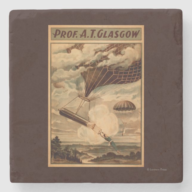 Heißluft-Ballon-Zirkus-Theater-Plakat Glasgows Steinuntersetzer (Vorderseite)