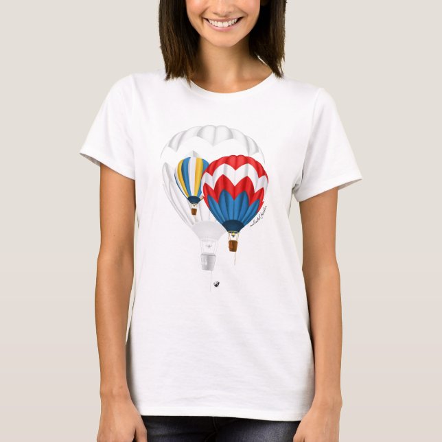 Heissluftballon Abbildung mit Inschrift T-Shirt (Vorderseite)