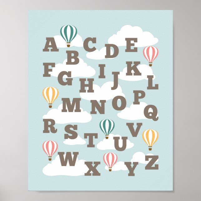 Heißluftballon Alphabet Kinderzimmer Lugano Festiv Poster (Vorne)