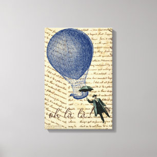 Heißluftballon auf Handschrift Floating Man Leinwanddruck