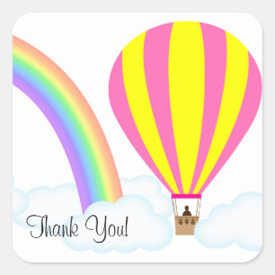 Heißluftballon-Aufkleber - Weißer Hintergrund Quadratischer Aufkleber