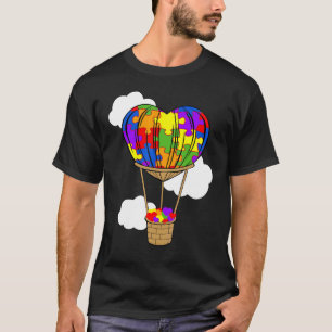 Heißluftballon-Autismus-Bewusstsein Süßes Herz-Puz T-Shirt