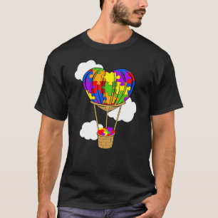 Heißluftballon Autismus-Bewusstsein Süßes Herz-Puz T-Shirt