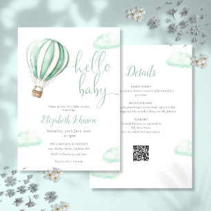 Heißluftballon Baby-Party Einladung Neutral