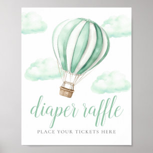 Heißluftballon-Baby-Party-Windel-Raffle-Schild Poster