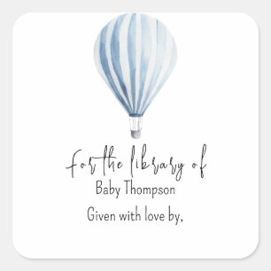 Heißluftballon - Baby Shower Exlibris Quadratischer Aufkleber