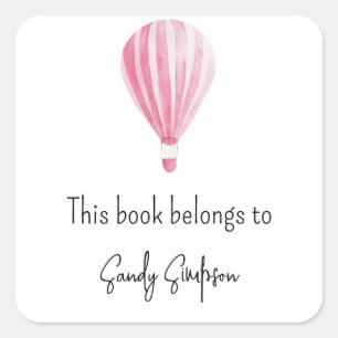 Heißluftballon-Baby-Shower-Exlibris Quadratischer Aufkleber