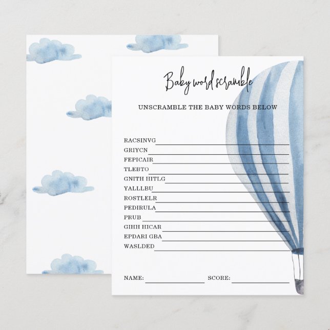 Heißluftballon - Baby Word Scramble (Vorne/Hinten)