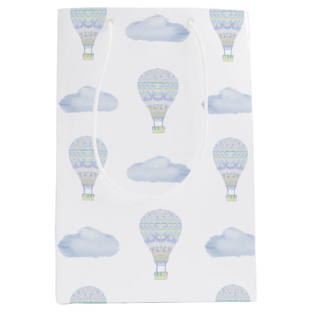 Heißluftballon Babydusche auf und ab Mittlere Geschenktüte (Vorderseite)