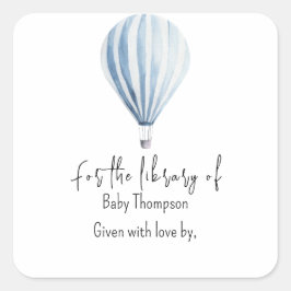 Heißluftballon - Babydusche Buchzeichen Quadratischer Aufkleber
