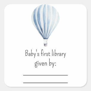 Heißluftballon - Babydusche Buchzeichen Quadratischer Aufkleber