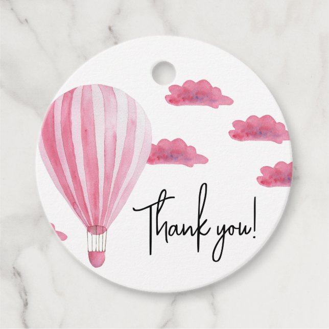 Heißluftballon Babydusche Danke Geschenkanhänger (Vorderseite)